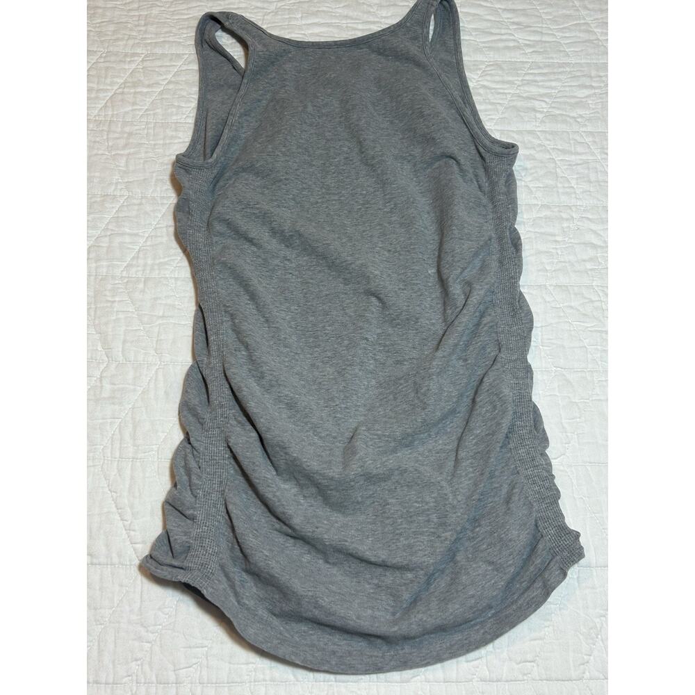 Athleta Tank Top Large Pure Organic Cotton Stretch Ruched Athleisure Gray - Picture 5 of 5